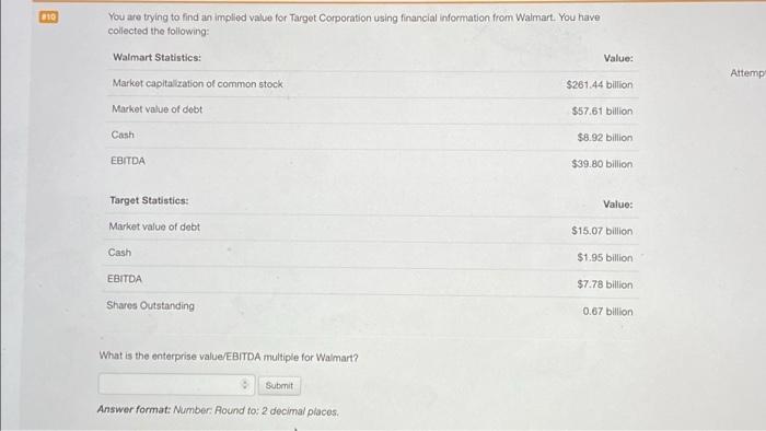  #10 You are trying to find an implied value for Target