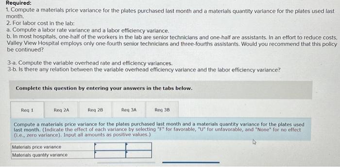 Hospital, is concerned about the costs for tests in the hospital's lab.