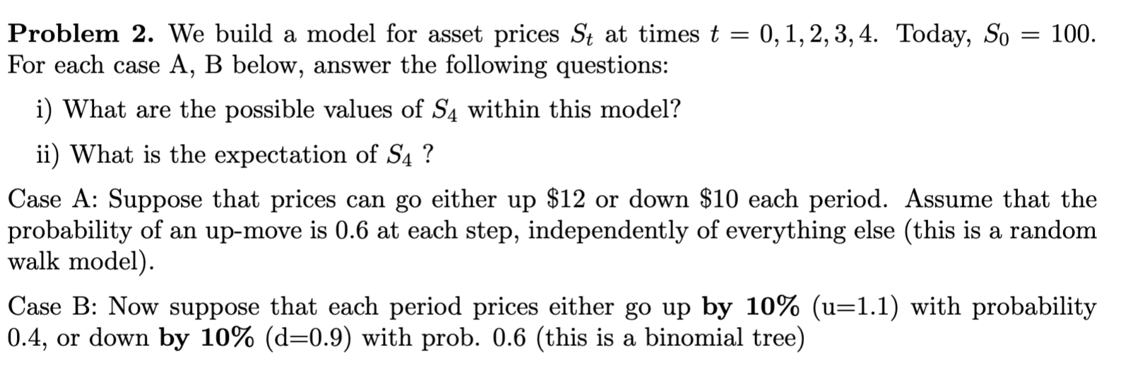 The answer for case A should be 112.8 for the expectation of
