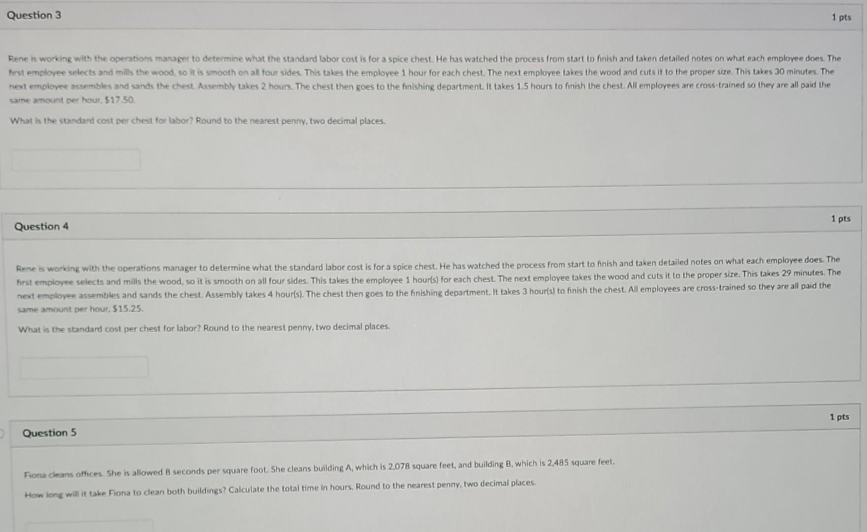 same amount per hour, $17.50. What is the standard cost per