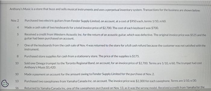 please correct the mistakes in the red boxes Anthony's Music is a