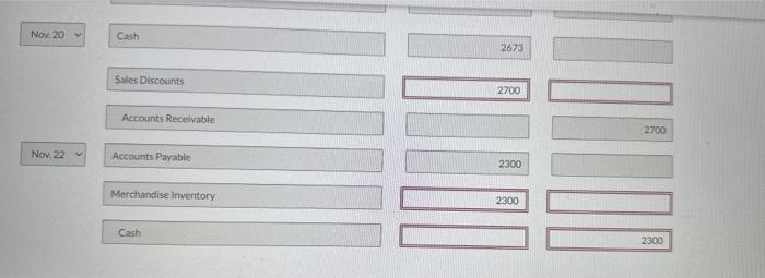 system. Transactions for the business are shown below: Nov. 2 Purchased two