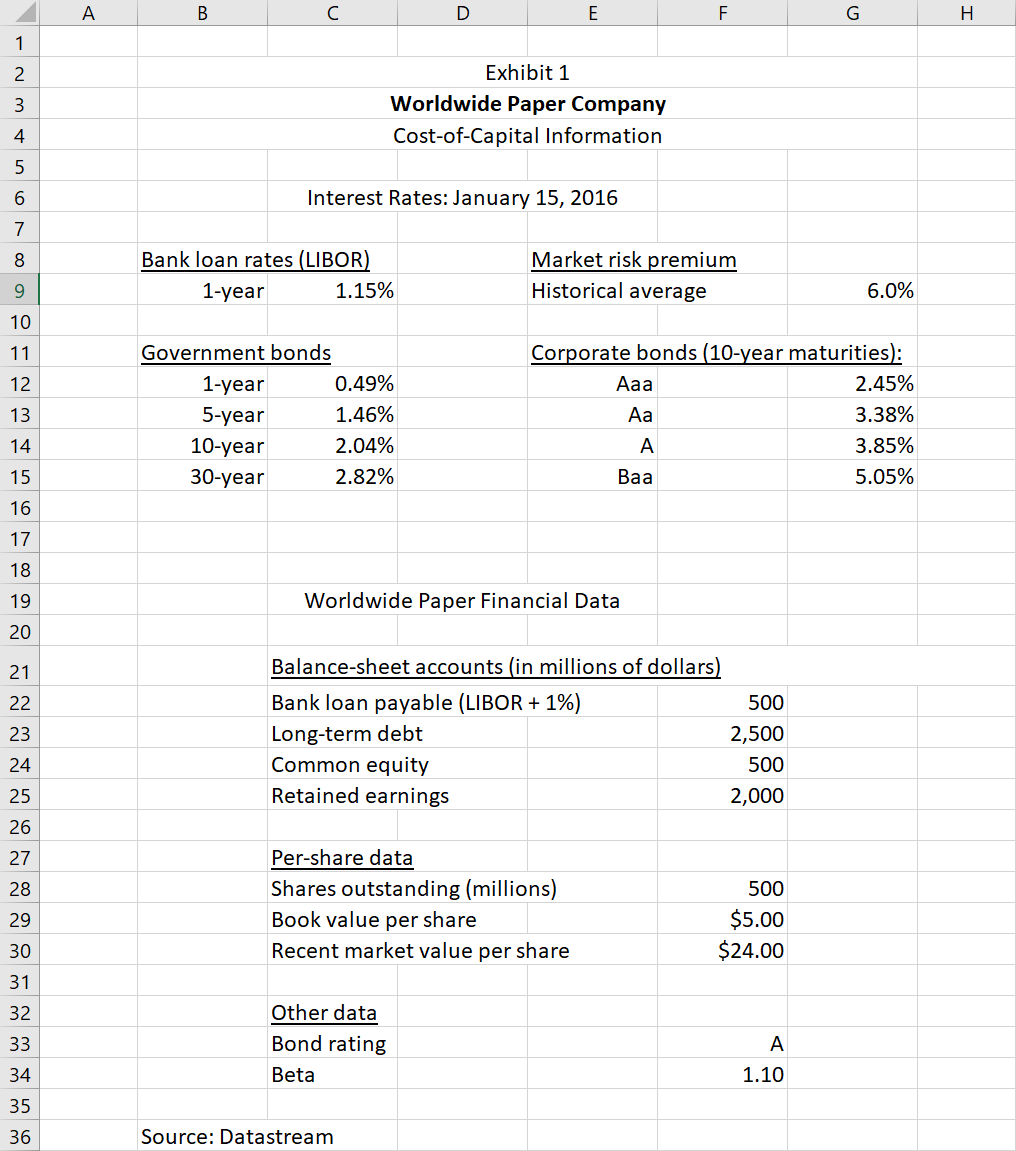  Please help with these WACC calculations, thanks! A B E F