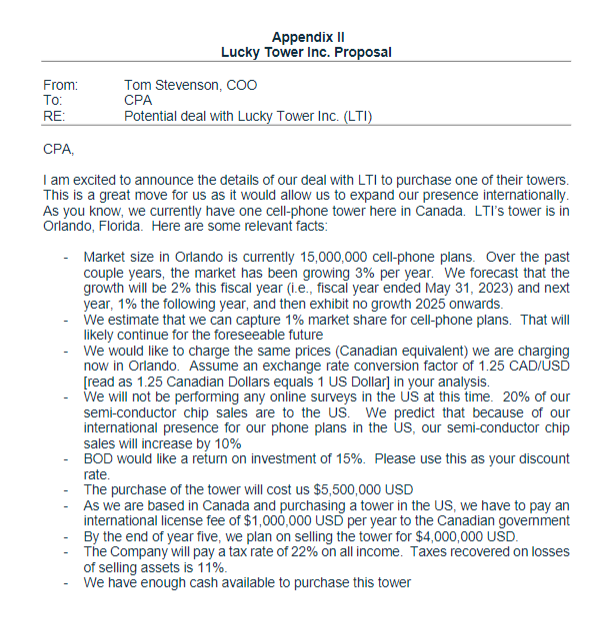 I have a different issue. We recently initiated talks with Lucky Tower