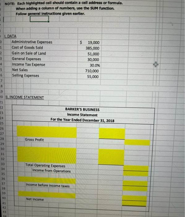 each yellow highlighted call has to be filled on NOTE: Each