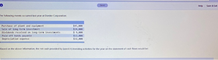  Caved Help Save & Exit he folowing events cccurred last year