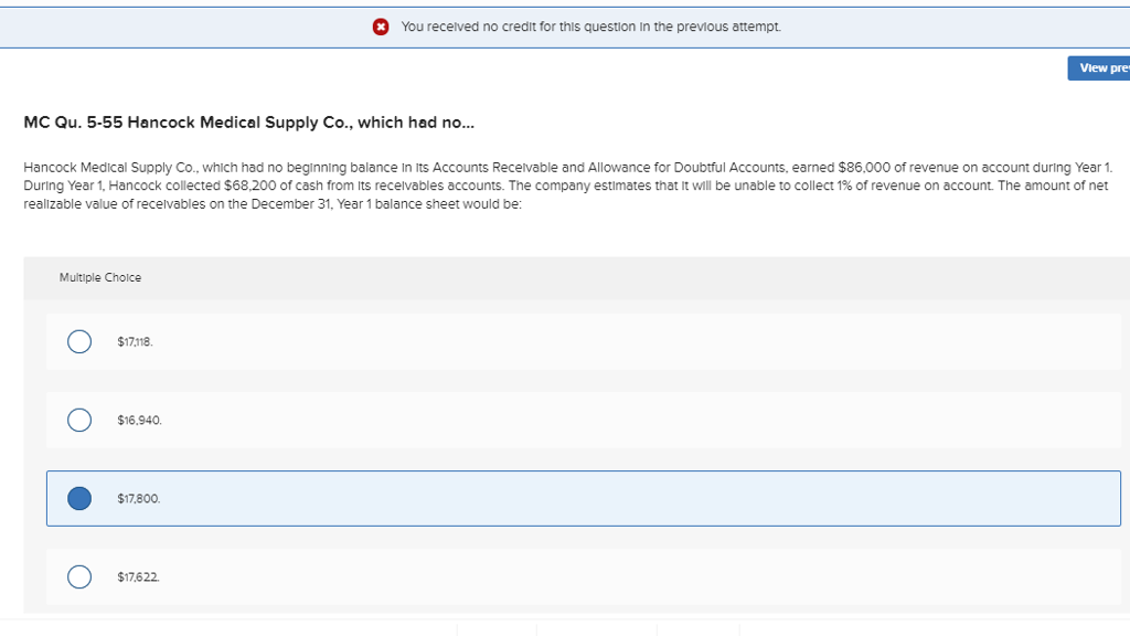 The highligted attempt is incorrect, what is the right answer out of