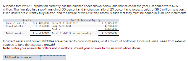  Suppose that Wall-E Corporation currently has the balance sheet shown below,