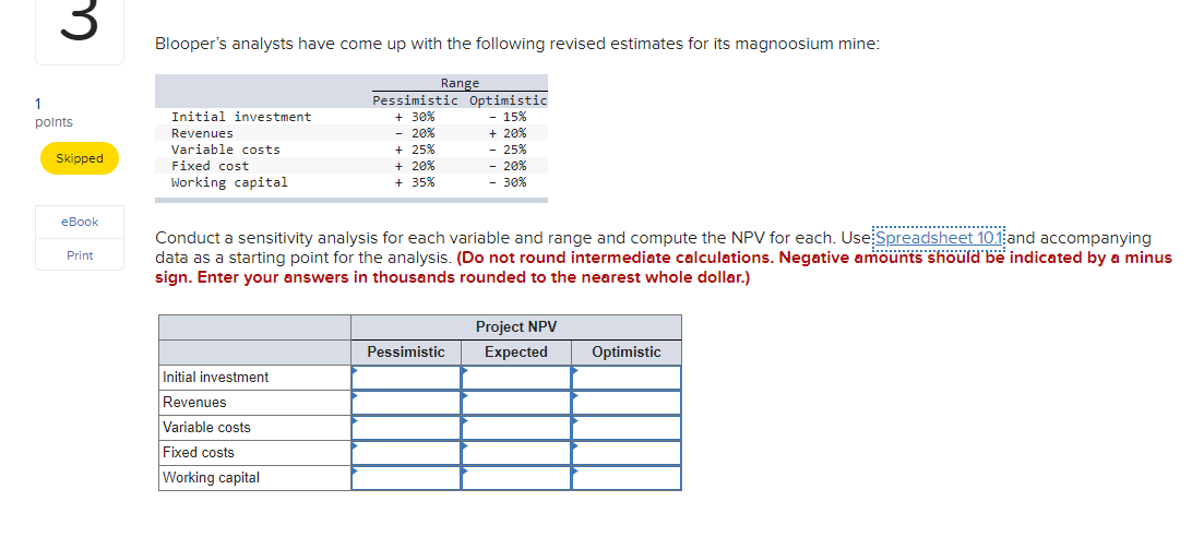 Initial revenues ($ thousands) Variable costs of revenues) Initial fixed costs ($