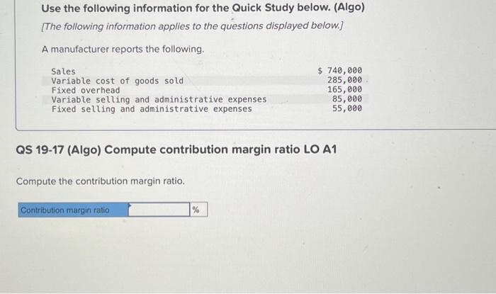  Use the following information for the Quick Study below. (Algo) [The