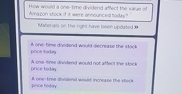  How would a one-time dividend affect the value of Amazon stock