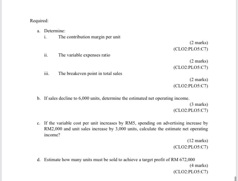 contribution format income statement. All questions concern situations that are within the