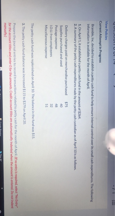  ii View Policies Current Attempt in Progress Bramble, Inc. decided to