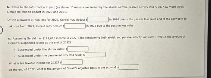 invested $162,000 in a passive activity, his sole investment venture. On January