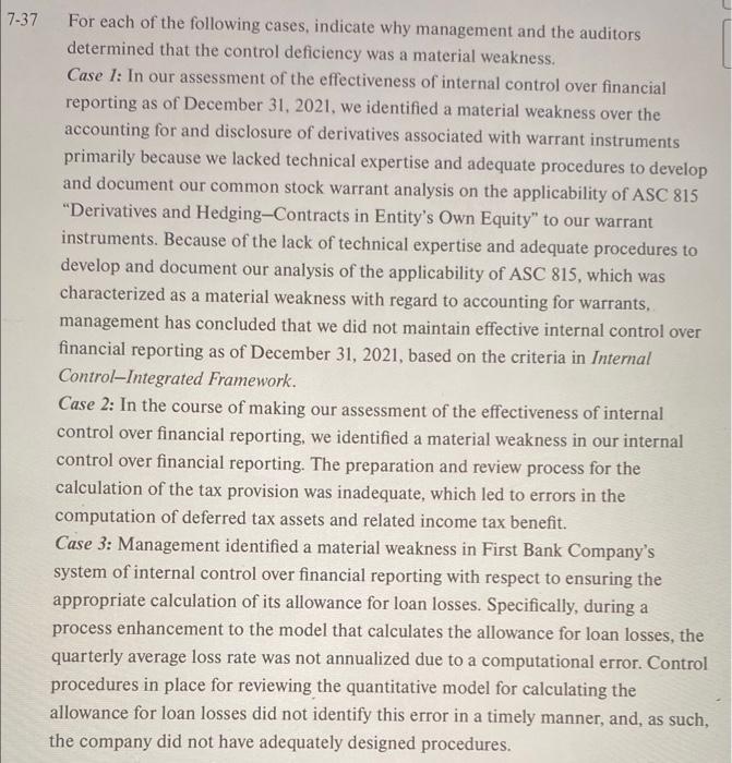 Auditing. Please answer quick for a thumbs up! 7 For each of