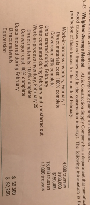 in problem 6-43. Required Repeat Problem 6-43 using the FIFO method. -51