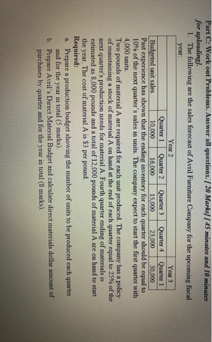  Part C: Work out Problems. Answer all questions. [ 20 Marks]