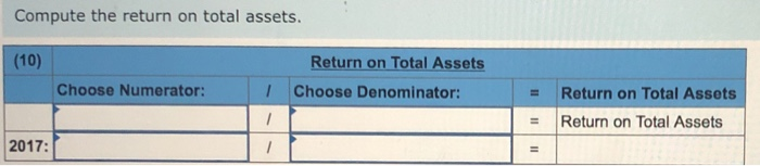 to 1 2017: Times Interest Earned 1 Choose Denominator: Choose Numerator: Times