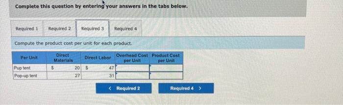 \hline \end{tabular} Requilired 2 For each product, compute the gross profit per