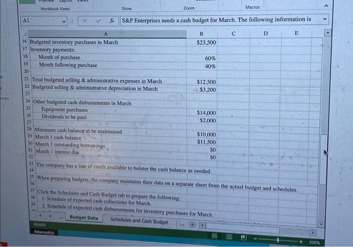 and Payments to suppliers. Use the information included in the Excel Simulation