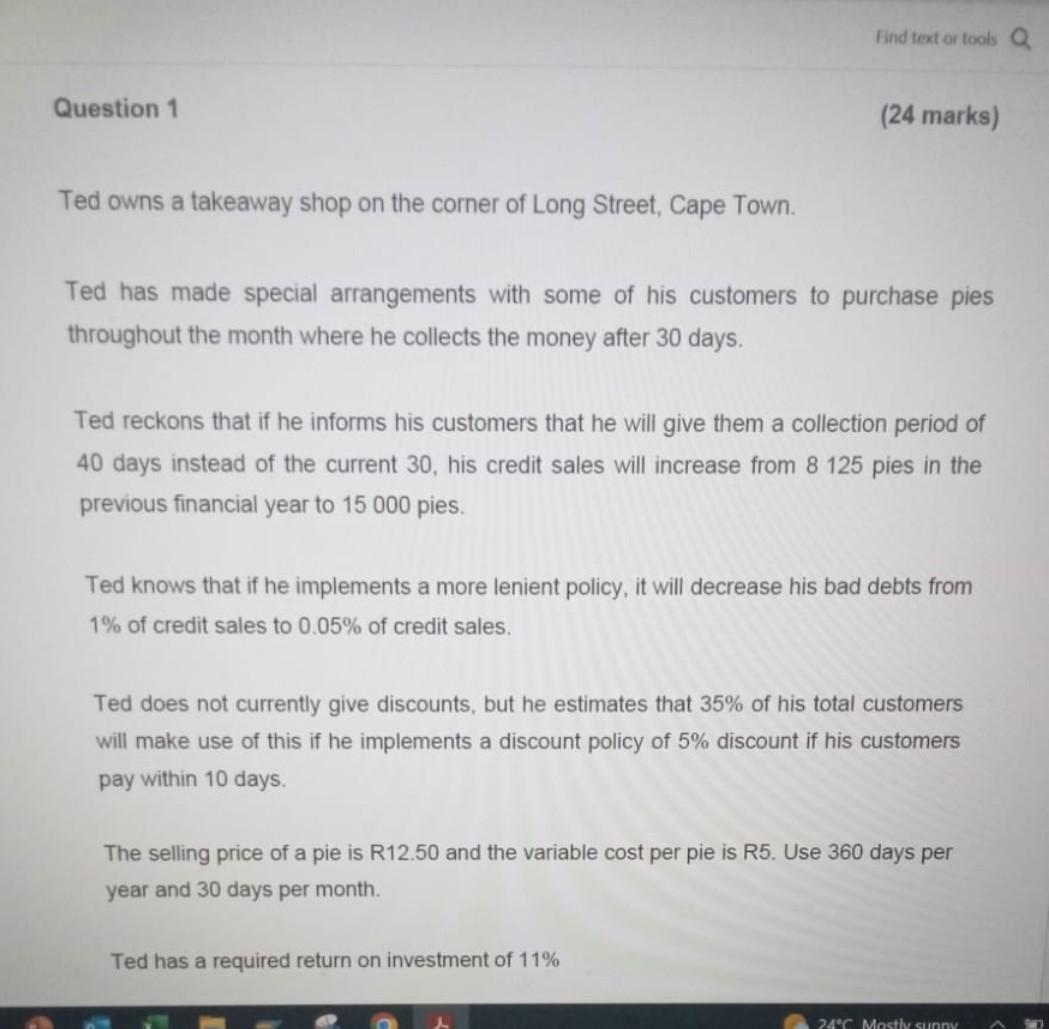 sales only (4 Marks) 1.2 Calculate the cost of marginal investment in