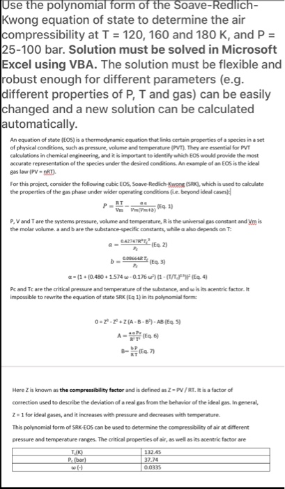 (Solution must be solved in Excel using VBA) You will use the