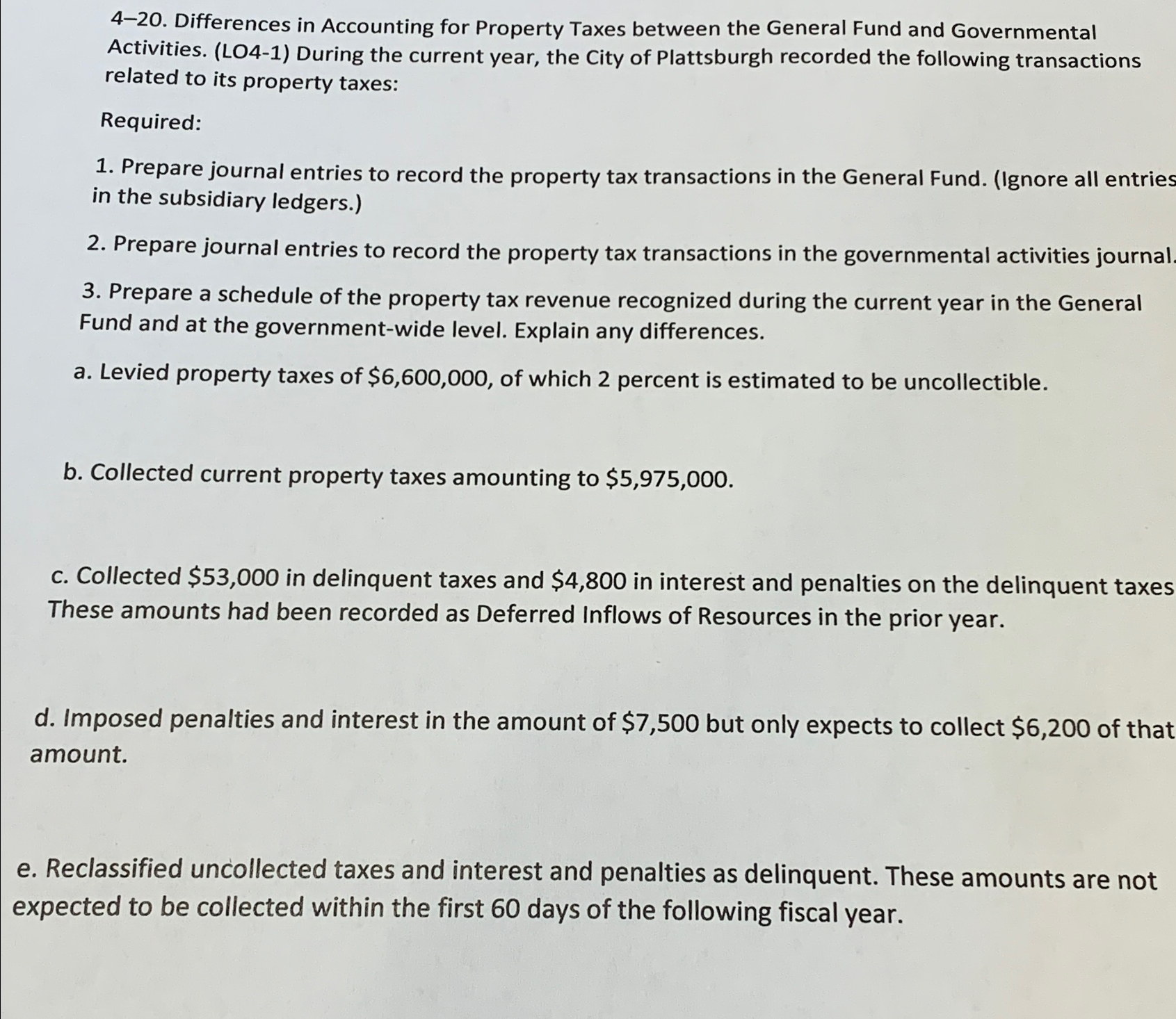  4-20. Differences in Accounting for Property Taxes between the General Fund