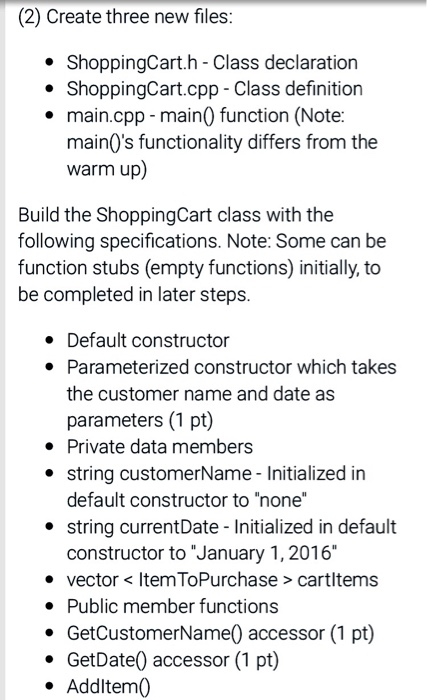 functions (mutators & accessors) SetName() & GetName() (2 pts) SetPrice() & GetPrice()