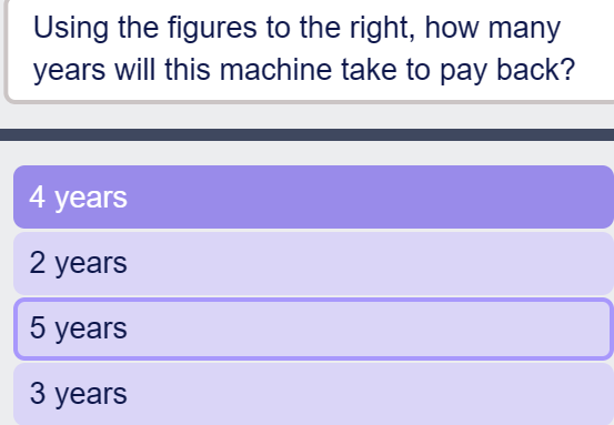  Using the figures to the right, how many years will this