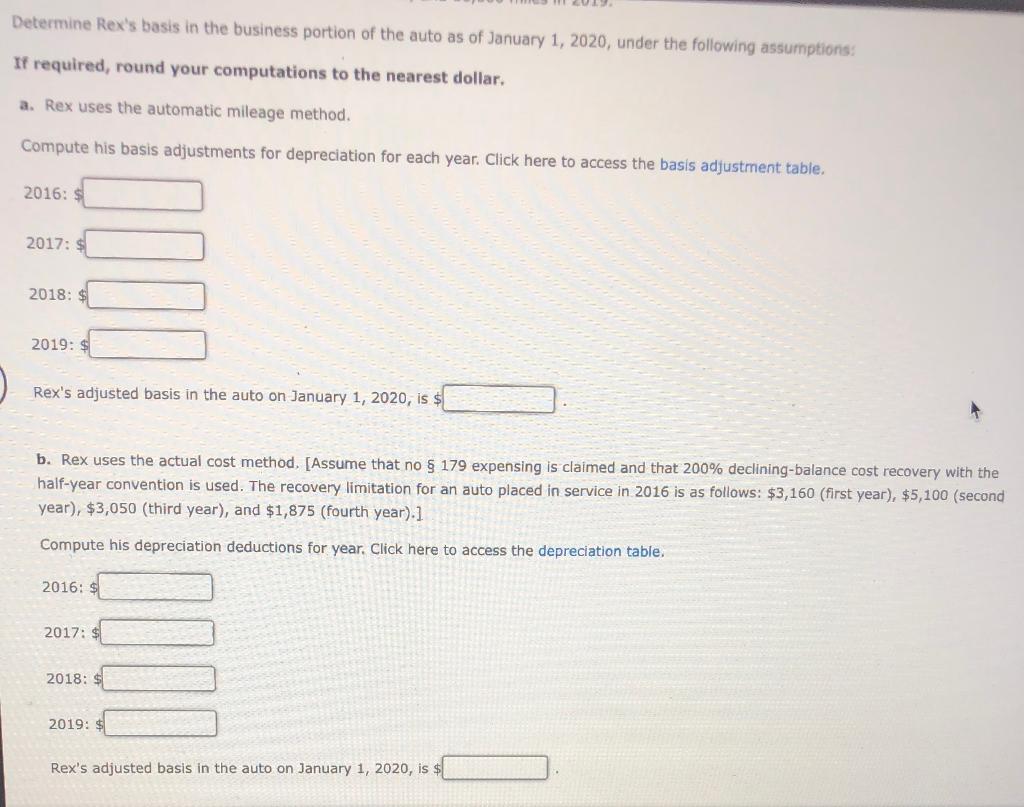 Problem 9-23 (Algorithmic) (LO. 2) On July 1, 2016, Rex purchases a