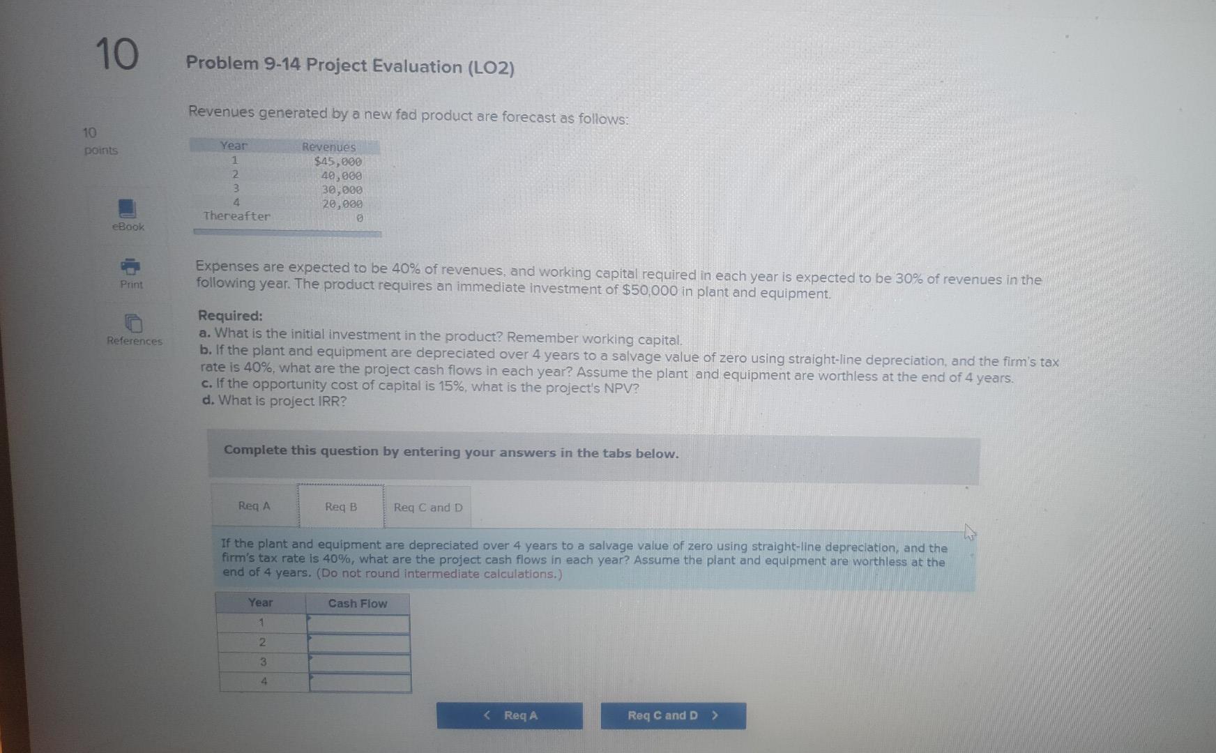 fad product are forecast as follows: 10 points Year 1 2. 3