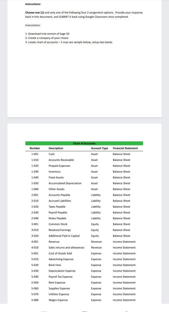 (please solve ASAP) Instructions: Choose one (1) and only one of