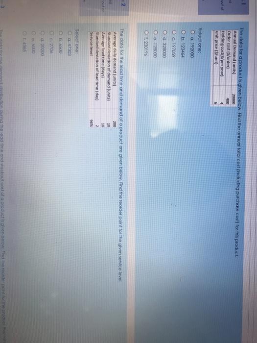 can u help dear proffessors? -1 The data for a product a