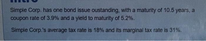  Simple Corp. has one bond issue oustanding, with a maturity of