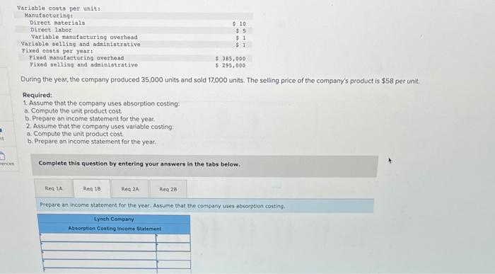 nunber provided are the same for each question! Lynch Company manufactures and