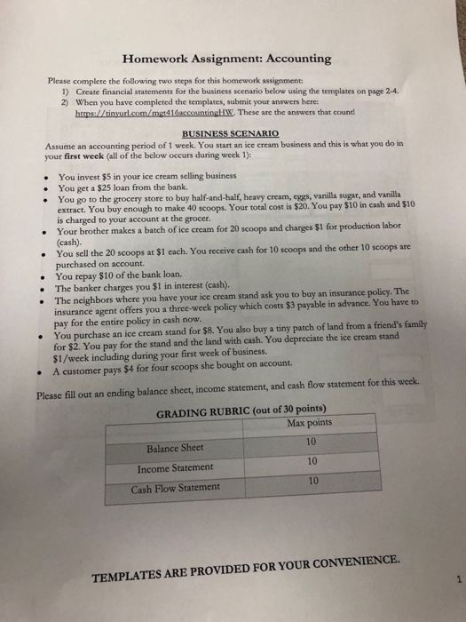  Homework Assignment: Accounting Please complete the following two steps for this