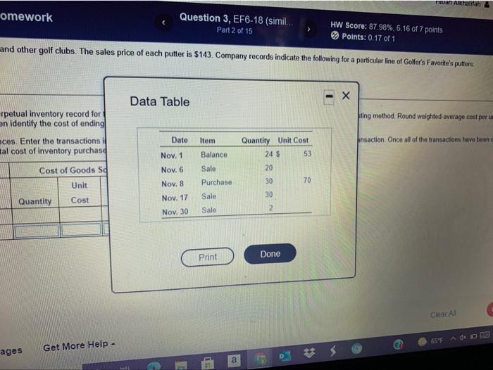 numbers show Golfer's Favorito caries an inventory of puters and other golf