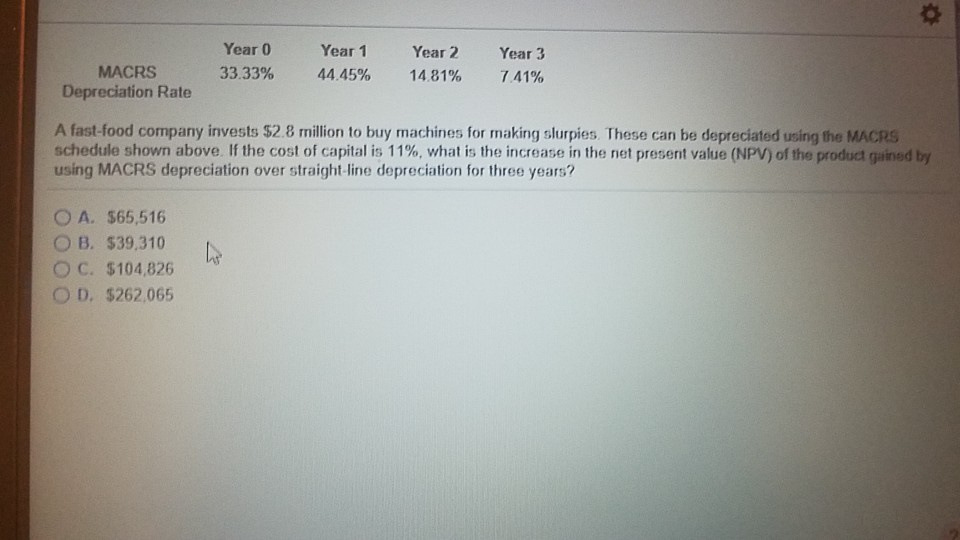  Year Year 1 Year 2 Year 3 MACRS 3333% 4445% 1481%