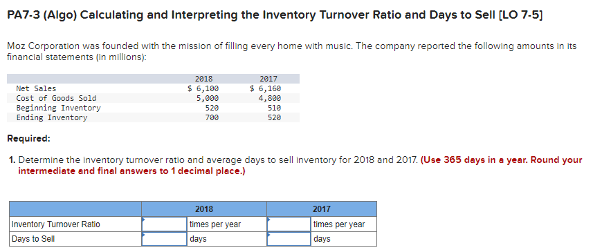 Please help me figure out the right solution. TYIA. PA7-3 (Algo) Calculating