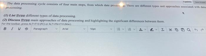  The data processing cycle consists of four main steps, from which
