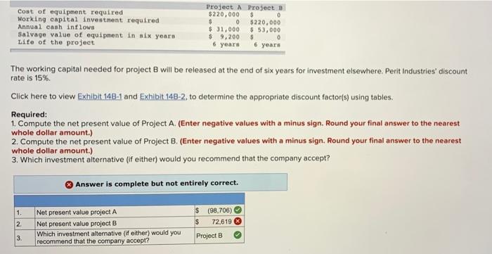 Analysis of Two Alternatives (L014-2] Perit Industries has $220,000 to invest. The
