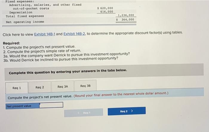 and Simple Rate of Return (L014-2, LO14-6) Derrick Iverson is a divisional