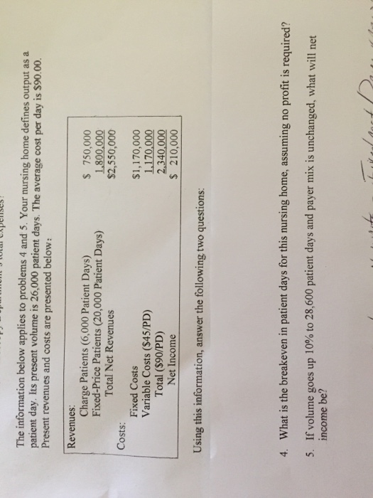  The information below applies to problems 4 and 5. Your nursing