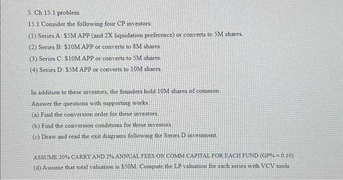 Please help 5. Ch 15.1 problem 15.1 Consider the following four CP