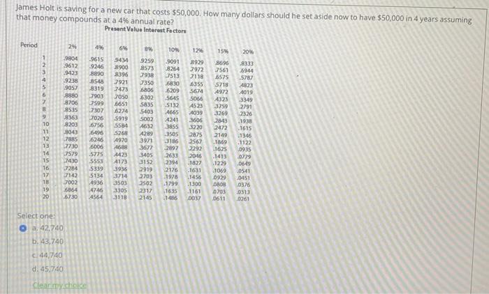 please explain James Holt is saving for a new car that costs