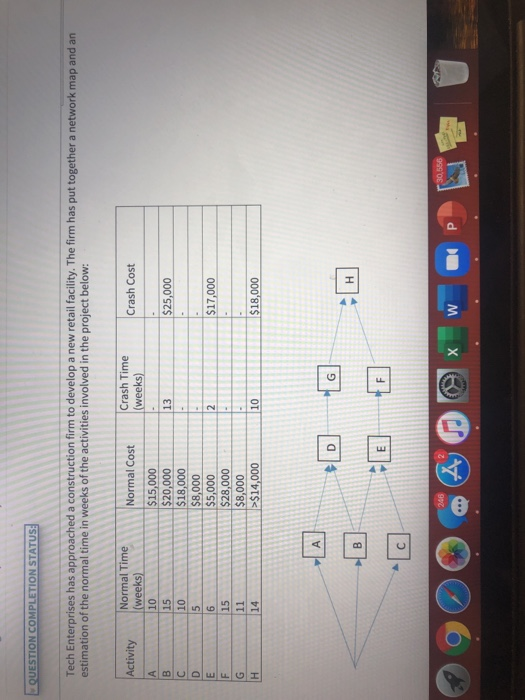  QUESTION COMPLETION STATUS: Tech Enterprises has approached a construction firm to