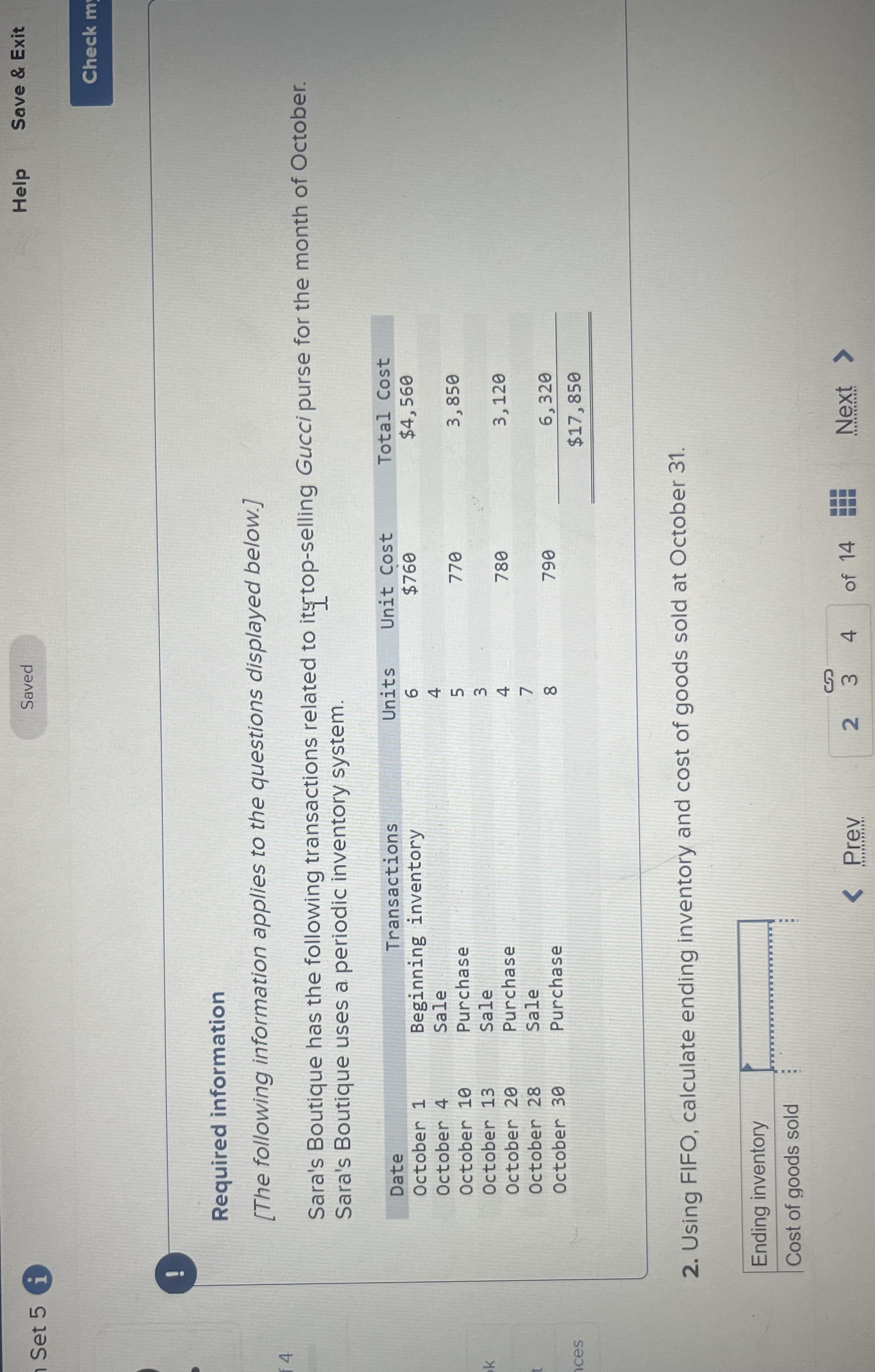  Set 5 Help Save & Exit ! Required information [The following