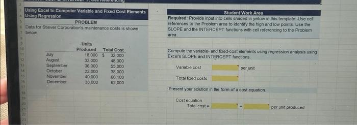  2 3 Using Excel to Computer Variable and Fixed Cost Elements