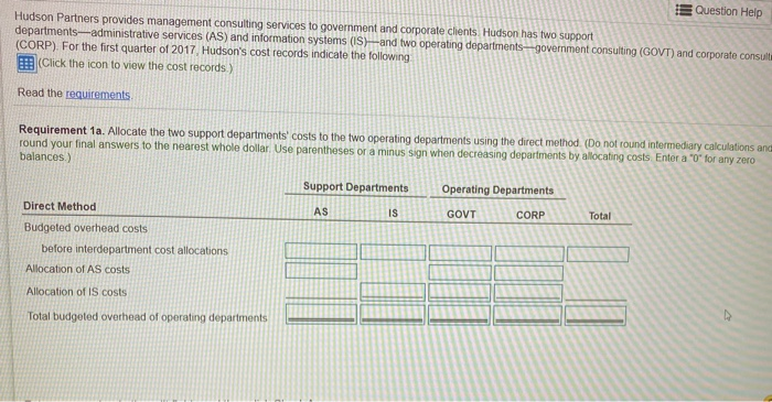 $8,725,000 $ 12,580,000 $ 23,195,000 Budgeted overhead costs before any interdepartment cost