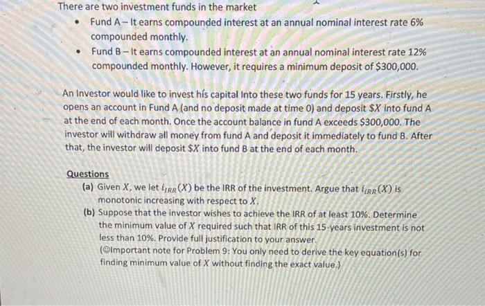 please help for the whole question - Fund A - It earns